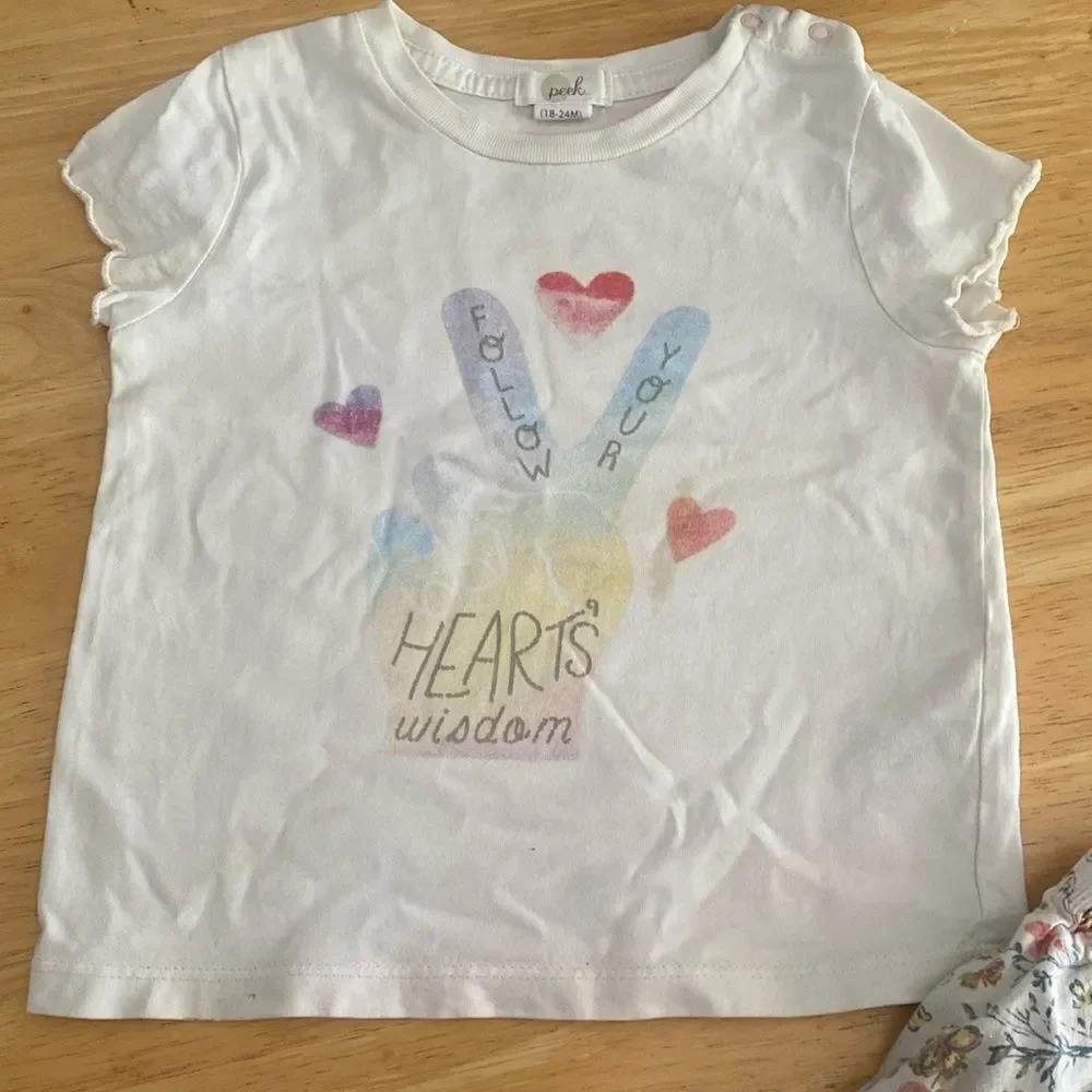 Saks fifth Baby Girl's 2-Piece Peace Sign T-Shirt & Floral Harem Pants Set